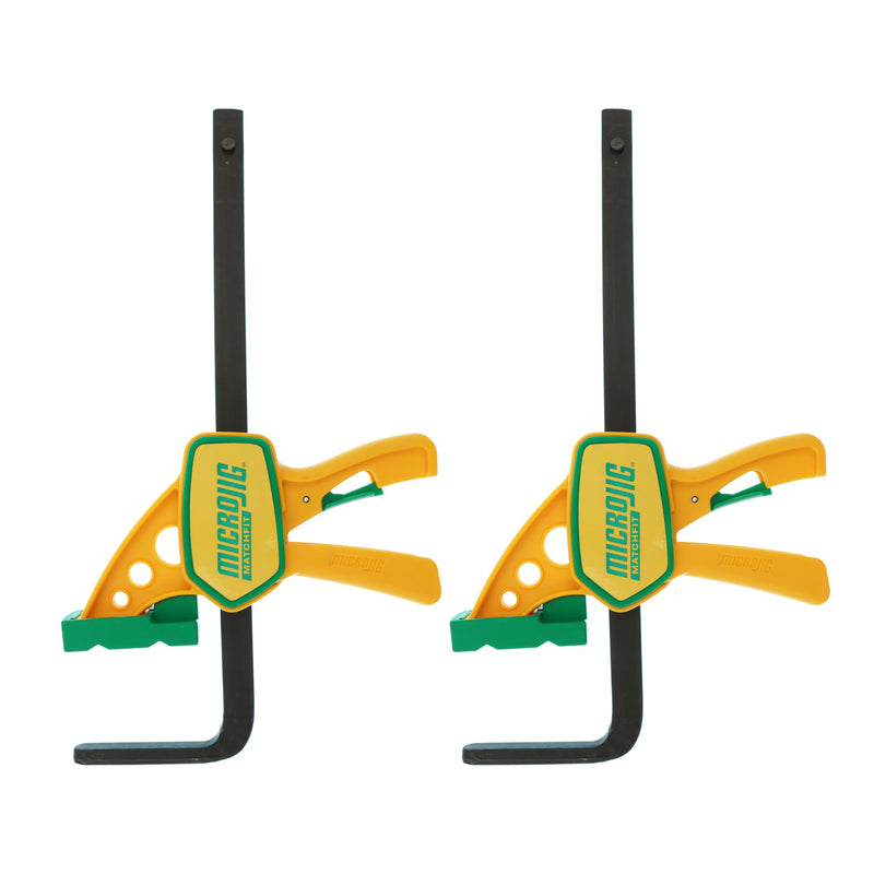 Grr-rip Clamps by Microjig, 2-Pack, Dovetail Track Clamps, Squeeze Action Dovetail Clamps for Jigs, Sleds, Workbenches, DVC-625QCK2, Yellow