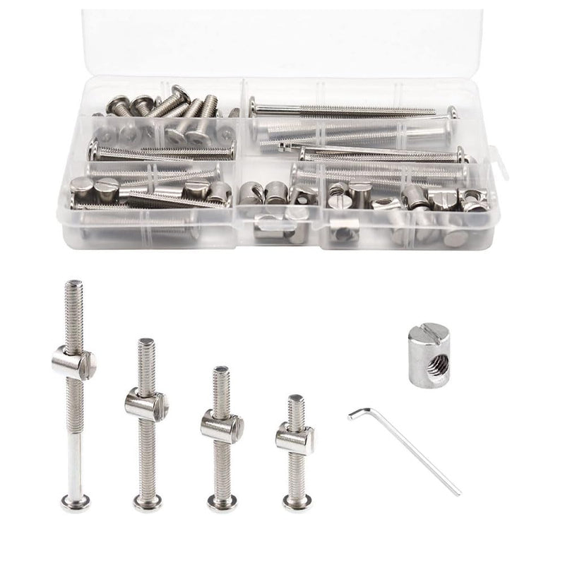 Baby Bed Crib Screws Hardware Replacement Kit- Hex Drive Socket Cap Screws Barrel Nuts Assortment Kit for Beds Headboards Chairs Furniture. 32PCS