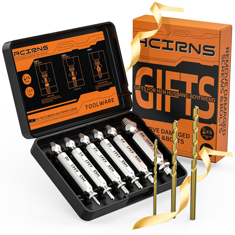 Gifts for Men,9 Pcs Damaged Screw Extractor Set,Valentines Day Gifts for Him,Stocking Stuffers for Adults Men Him, Cool Stuff Gadgets for Men Dad Boyfriend Father Husband, Mens Gifts