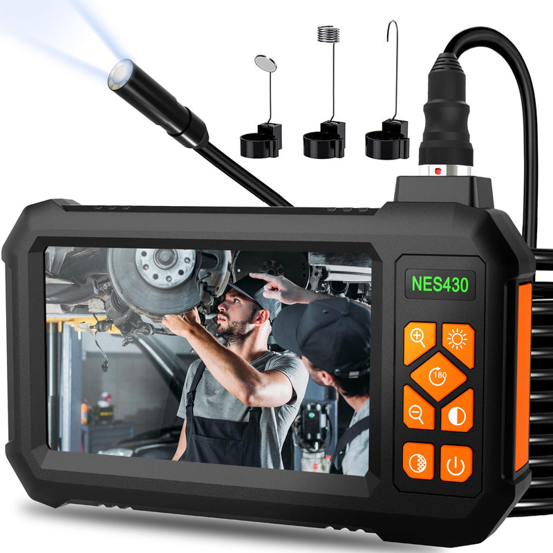 Inspection Endoscope Camera with Light, 1080P HD Borescope Camera with Light, 4.3" IPS Screen, IP67 Waterproof Sewer Camera Borescope, 16.5ft Semi-Rigid Cord Drain Pipe Camera Cool Gadgets Tool