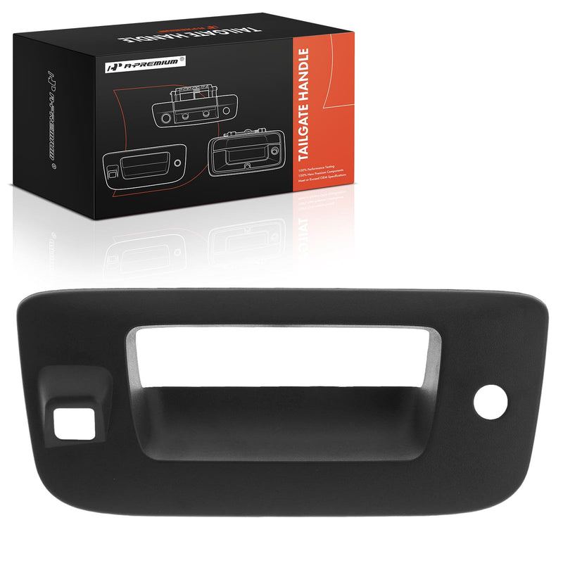 A-Premium Tailgate Handle Bezel with Camera Hole & Keyhole Compatible with Chevy Silverado 1500 2009-2013, Silverado 2500 HD 3500 HD & GMC Sierra 1500 2500 HD 3500 HD, Textured Black