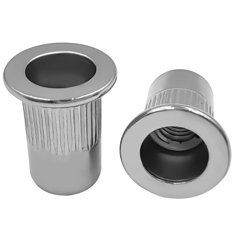 25Pcs M10 Rivet Nuts,Stainless Steel Threaded Rivet,Knurled Nutsert,Flat Head Rivnut,Insert Nut,Metric Rivet,Bright Finish, Fully Machine Thread