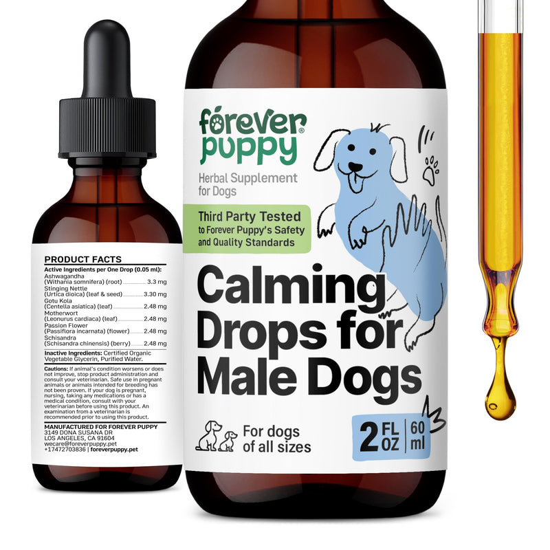 Calming Drops for Male Dogs - Pure Ashwagandha & Passion Flower Extract for Composure - Liquid Relaxing & Mood Support Supplement for Dogs of All Breeds & Sizes - 2 oz 2 fl oz - PawsPlanet Australia