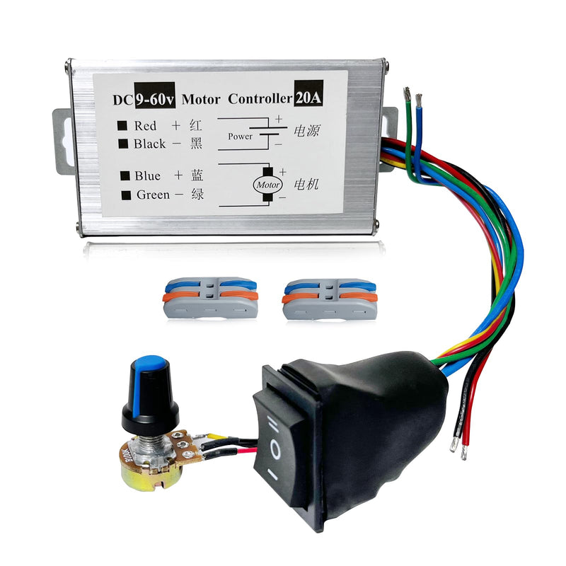 DC Motor Speed Controller ，DC 12V 24V 36V 48V 60V Motor Pulse Width Modulator Regulator Motor Variable Speed Controller with CW/CCW Switch, (1200W 20A CW/CCW Switch and Speed Switch) 1200W 20A CW/CCW SWITCH And Speed Switch