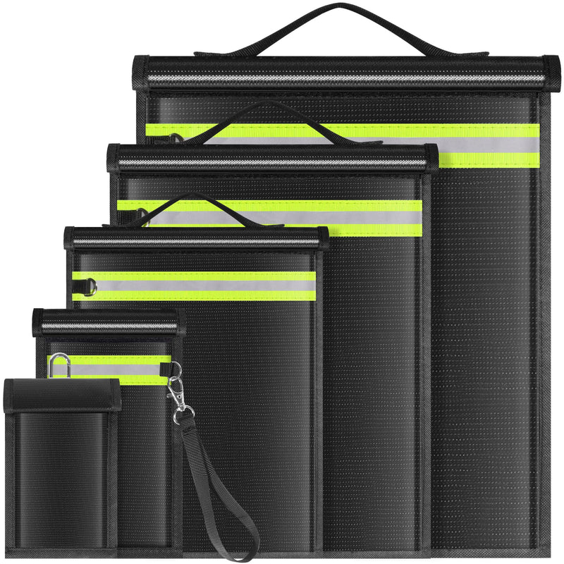 5 Pack Faraday Bags EMP Proof,Faraday Bags for Laptops Tablets Phones Car Keys,Faraday Cage with Handle&Reflective Strip,EMP bags Faraday Pouch for Electronics Fireproof Waterproof 5 Pack XS-XL(Up to Laptop)