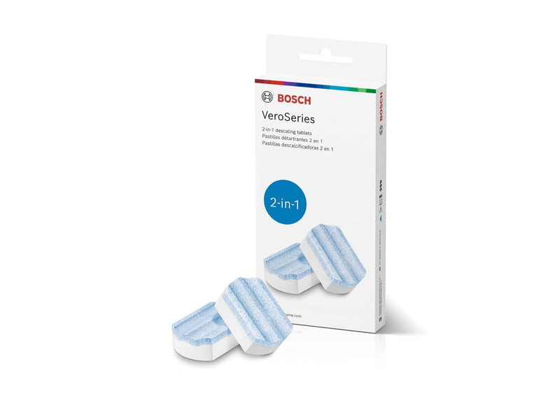 Bosch Descaling Tablets for VeroCafe Espresso Machines - 2-in-1 Descaler and Cleaner, Removes Limescale, Corrosion Buildup - Accessory for VeroCafe, 3 Tabs - TCZ8002US