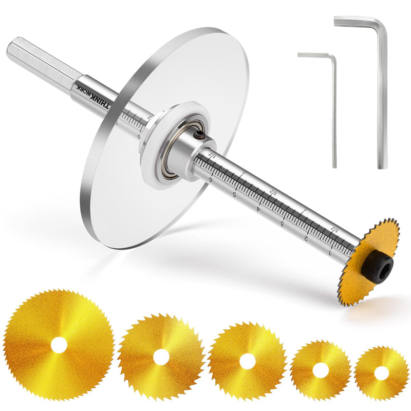 Inside Pipe Cutter for PVC Pipe, Cutter Tool Set with Scale Adjustable Depth Gauge, 5PCS Saw Blades and Hex Shank, Internal Plastic ABS Pipe Cutter Set Hex Shank（5 gold saw blades)