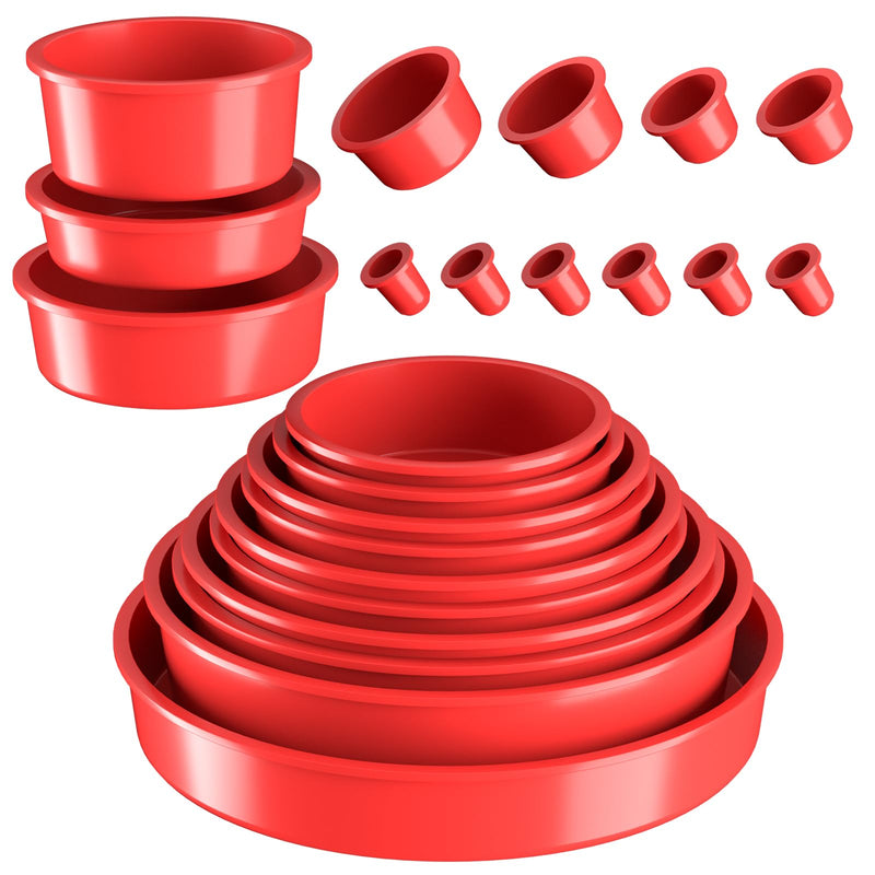 Automotive Cap Plugs Kit for Smoke Leakage Testing and Various Automotive Pipeline Openings, Red 23 Piece Set Automotive Block Cap Plugs Kit for Automotive Smoke Machine Leak Detector