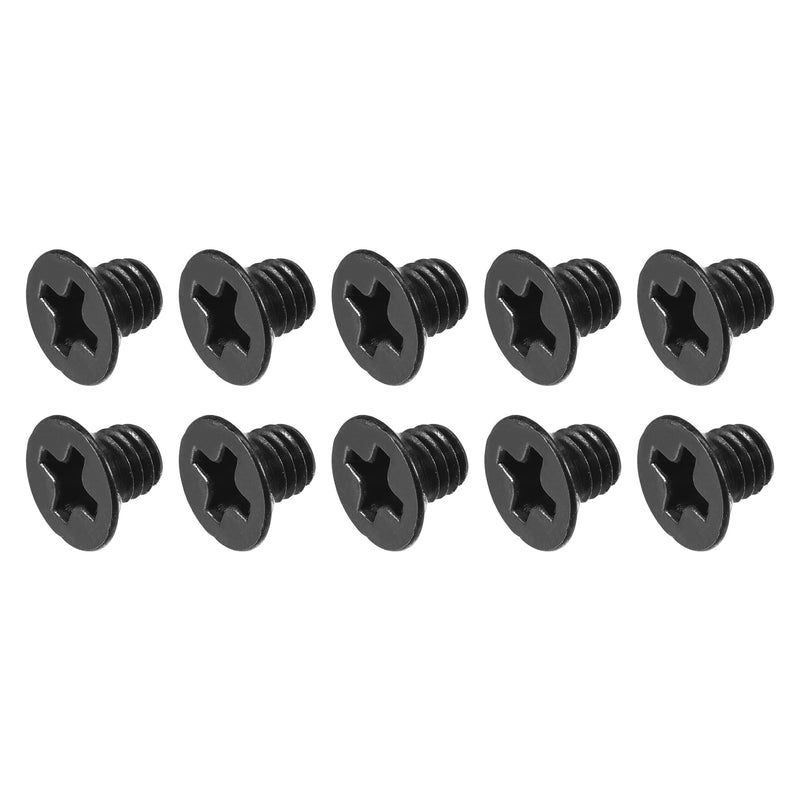 METALLIXITY Phillips Flat Head Screws (M4 x 5mm) 50Pcs, Carbon Steel Machine Screws - for Glasses Watch and Other Small Electronics, Black M4 x 5mm 50