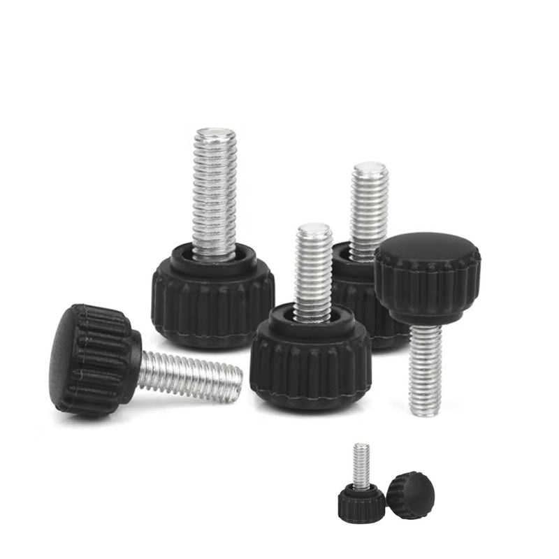 10pcs m6/0.24" x25/0.98" Grip Knob -Metric Male Thread Knurled Clamping Knobs Grip Thumb Screw on Type Plastic Threaded Hand Bolt Knobs Black. M6X25