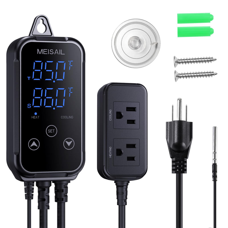 Temperature Controller Reptile Thermostat Digital Heatingplug in Thermostat Thermostat for Reptiles for Home Brewing Fermentation Incubation Temperature Controller.US specification1100W