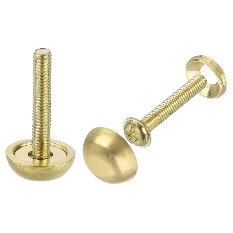 uxcell 4Pcs Brass Decorative Screws with Caps, 15 mm Mirror Screws Cap Cover Nails Fasteners for Decorative Mirror Furniture, Gold 15mm