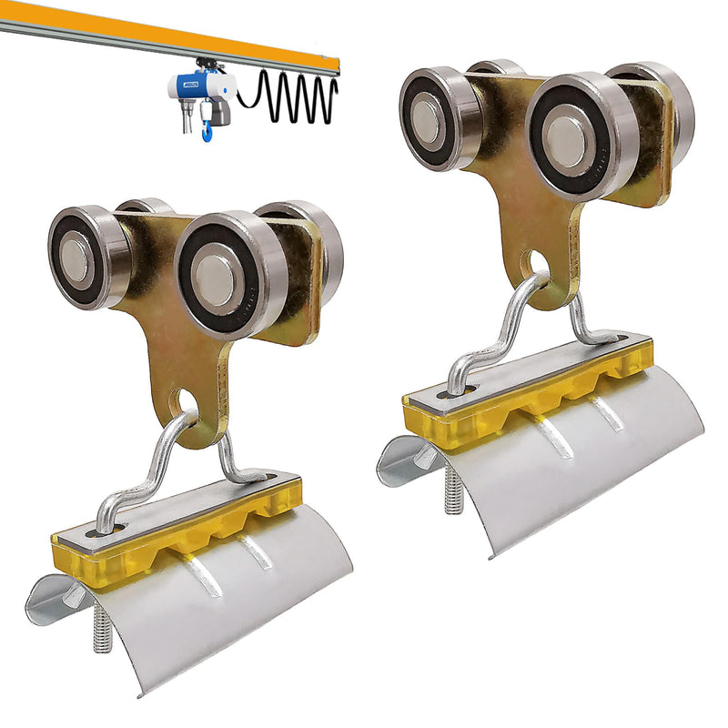 4 Wheel Cable Trolley System，Unistrut Trolley Roller Four Bearing Trolley Assembly for Use with 1-5/8" Wide and All1-5/8 or Taller Strut Channel （2pcs）