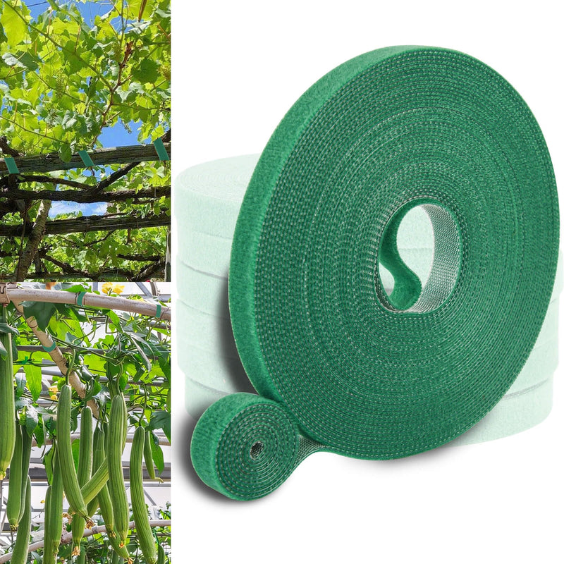 Plant Tape for Climbing Plants - 6 Rolls, 196 Feet x 1/2 Inch, Reusable Adjustable Green Garden Tape for Plants, Soft Plant Ties for Outdoor Indoor Plants
