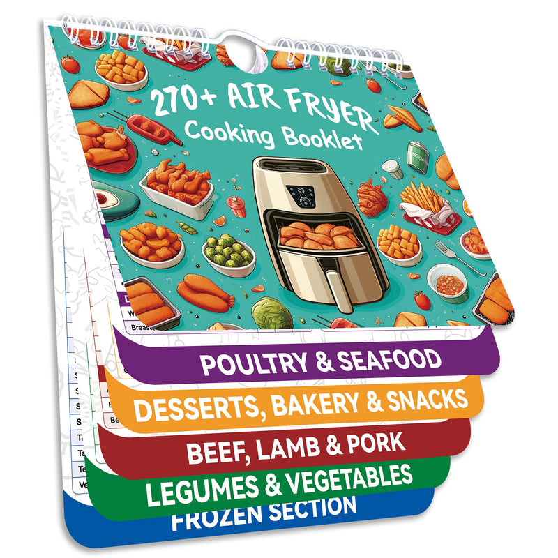 270+ Foods Air Fryer Cooking Guide Magnetic, Air Fryer Cheat Sheet Magnets Cooking Guide Booklet, Air Fryer Accessories for Air Fryer Cooking Guide Flip Chart, Air Fryer Temp and Time Chart