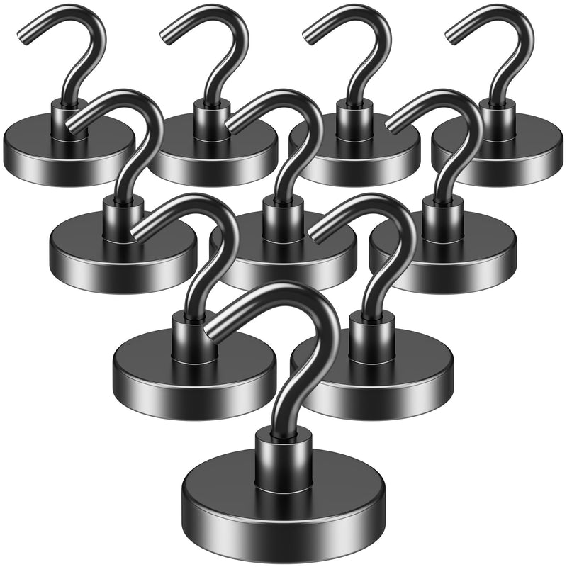 VNDUEEY Cruise Must Haves, 80 Lbs Strong Magnetic Hooks, Heavy Duty Earth Magnets with Hook for Refrigerator, Magnet Metal Hooks for Classroom, Office, and Kitchen BBQ (Black, Pack of 10) Black