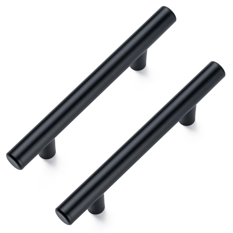 10 Pack Cabinet Pulls Matte Black Stainless Cabinet Handles, for Kitchen and Bathroom Cabinets, 5 Inch Length, 3 Inch Hole Center 1 Black-10 Pack