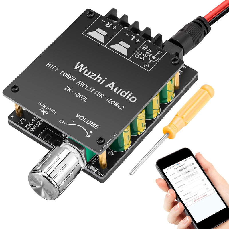 Mini Amplifier Board Bluetooth Amplifier 2.0 2X100W 5V-24V Audio Power Amplifier Module for Store Home Theater Speakers (ZK-1002L) 100.0