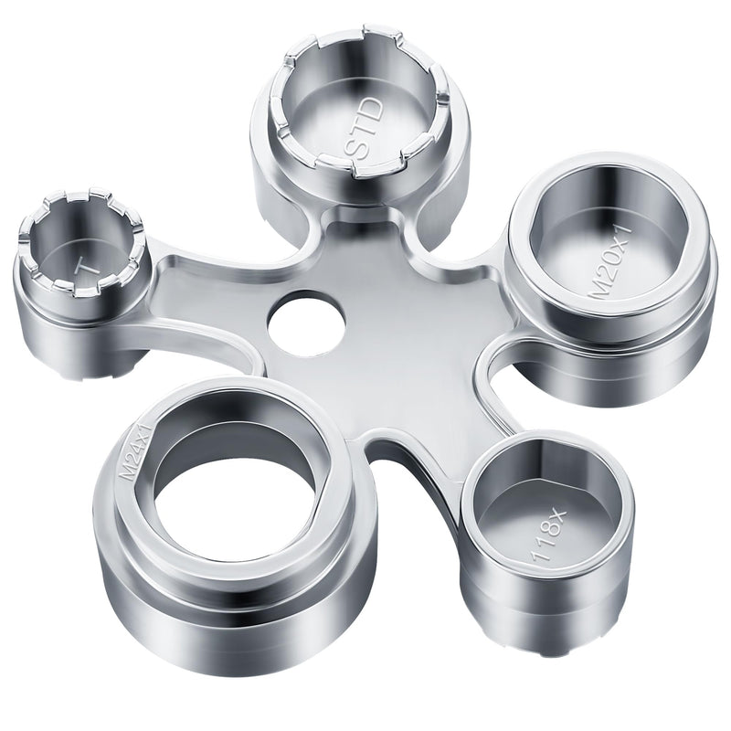 Enhon 13 in 1 Faucet Aerator Removal Tool, Metal Aerator Key Wrench for Hidden Threaded Aerator TF, TJ, TT, JR, STD and Cut Side/Round Aerator with Housing M16 M18 M20 M22 M24 M28 (Polished Chrome) Polished Chrome
