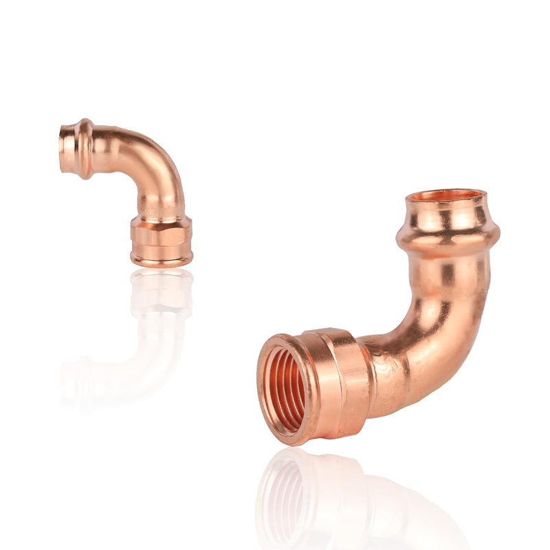 2Pcs EFIELD Copper Press Female Elbow,3/4"P x 3/4"Female NPT(PRESS085-2) 3/4"x3/4" F