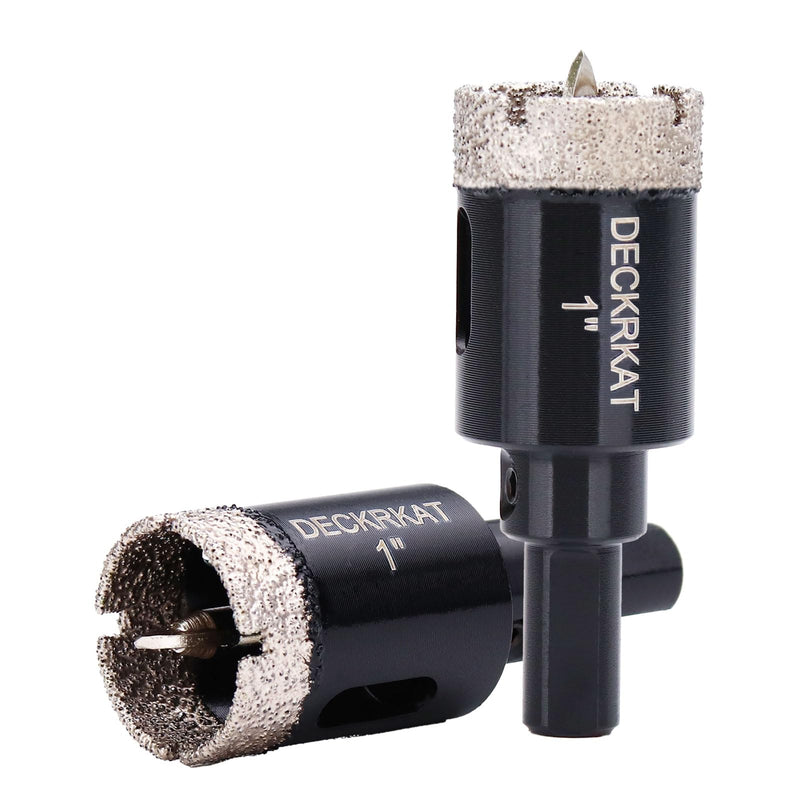 1 Inch Diamond Hole-Saw Bits with Pilot Drill Bit - 2pc 1" Diamond Tipped Tile Hole Saws with Guiding Bit Accurate Drilling for Porcelain Tile Ceramic Pottery Granite Stone Glass Bottles 25mm 1”
