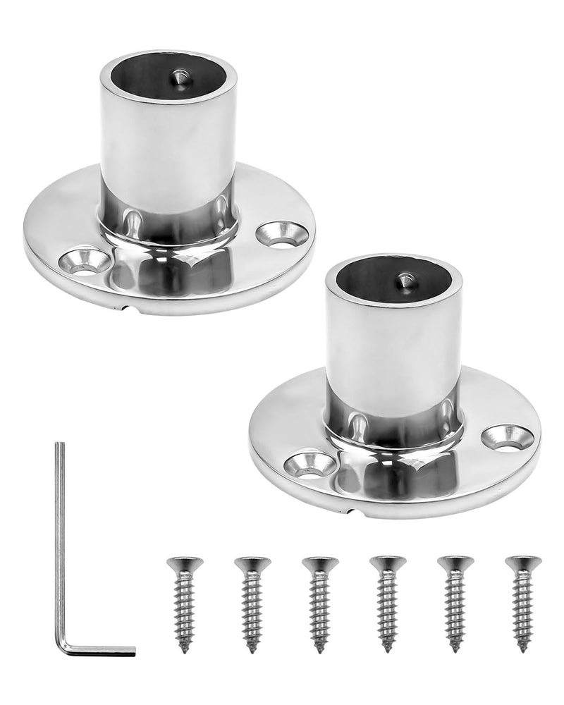 2pcs Boat Hand Rail Base for 7/8" or 1" Tube, 316 Stainless Steel Round 90° Rectangular Base Rail Fitting 1''