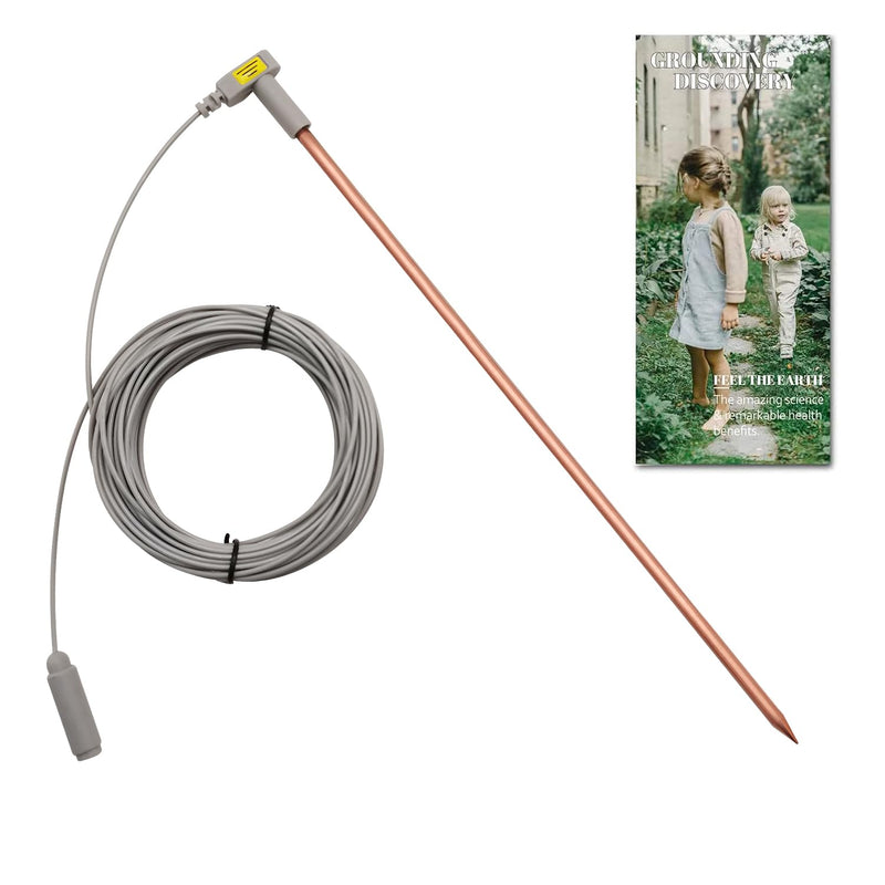 Grounding Rod with 40ft Wire, Connects Your Body to the Earth, Great to Use with Earthing Sheet, Grounding Mat, Pillowcase, Pad (Pure Copper) Pure Copper