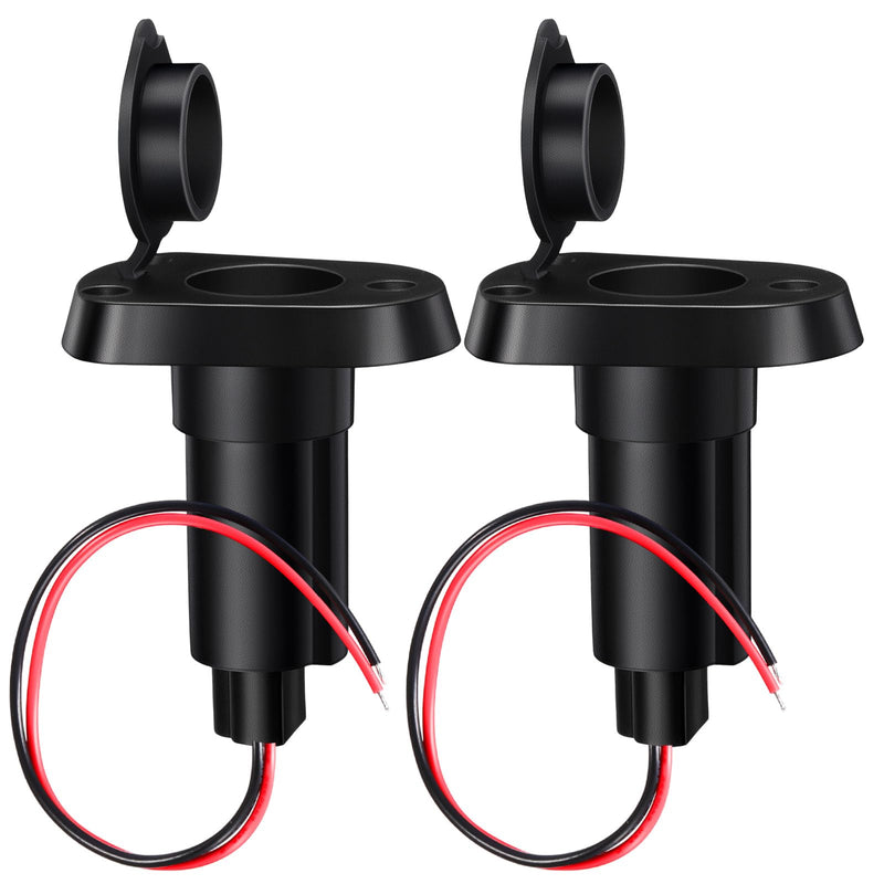 Mimorou 2 Pack Boat Light Top Socket Plug-in Pole Base 2-pin Stern Light Socket Plug-in Pole 2-Prong Stern Boat Nylon Cap (Straight Base)