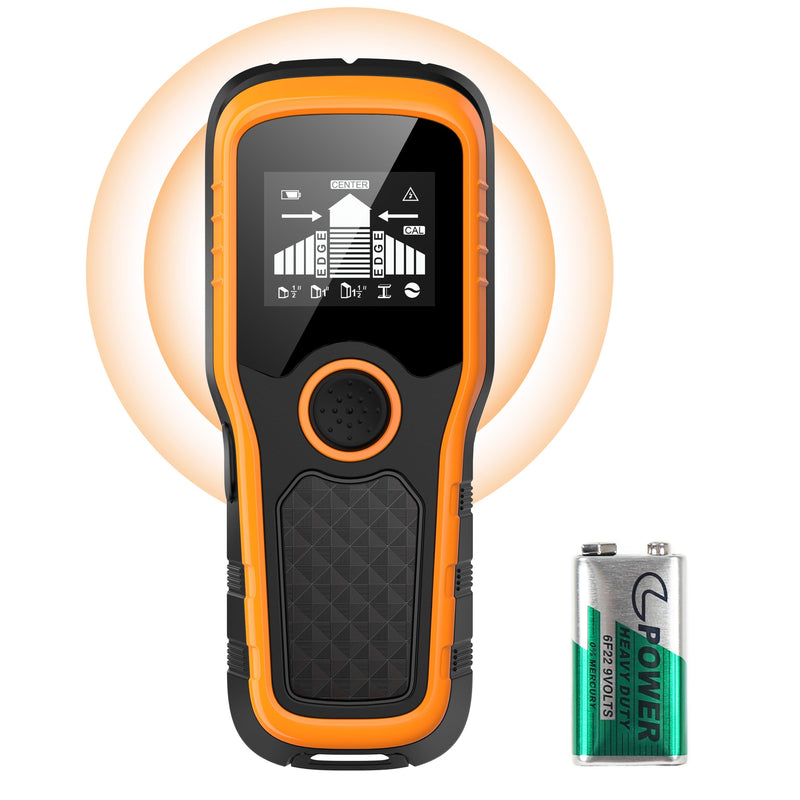 Stud Finder Wall Scanner, Advanced 5-in-1 Detector for Wood, Metal, Joists, Pipes, and AC Wires, Upgraded New version Intelligent Chip, High-Definition LCD Display Screen & Audible Alarm Orange