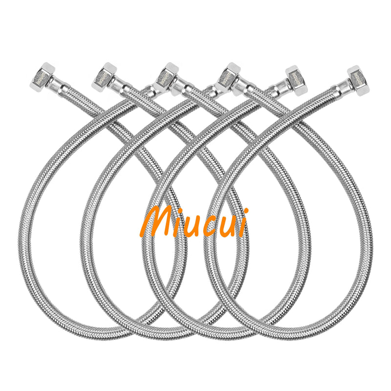 [4-Pack 24 Inch] 1/2" x 1/2" FIP Flexiable Faucet Supply Lines, Bathroom Faucet Hose Connector, 304 Stainless Steel Braided Water Supply Line for Kitchen 4