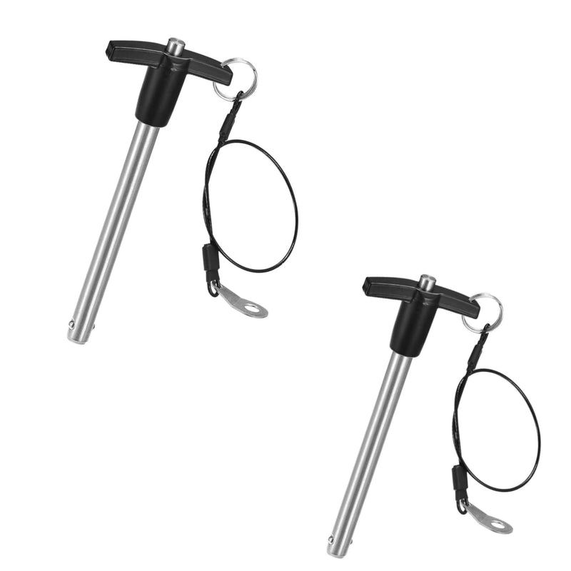 Pair of T Handle Lock Pins Stainless Steel 304 Push-Button Quick Release Pin, Pin Dia 5/8in(16MM). Clamping Length 31/6in(80mm with Lanyard Cable (2PCS) 2