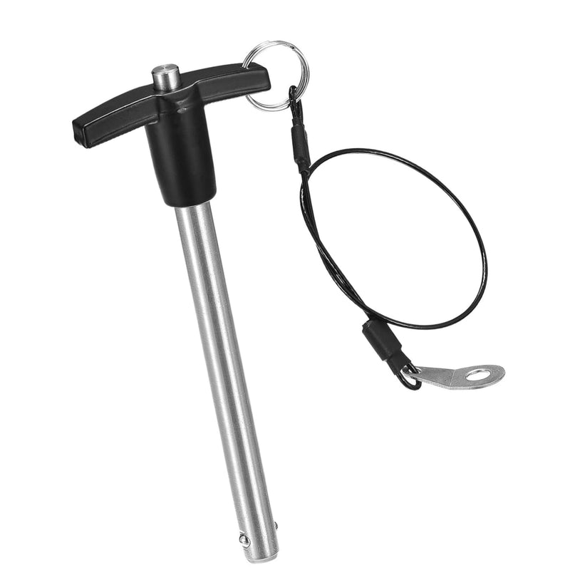 1PC T Handle Lock Pins Stainless Steel 304 Push-Button Quick Release Pin, Pin Dia 5/8in(16MM). Clamping Length 31/6in(80mm with Lanyard Cable (1) 1