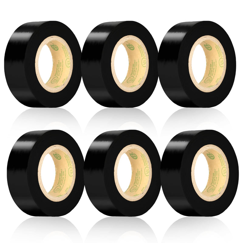 Electrical Tape Black, UL Approved, Industrial Grade Electrical Tape, Multipurpose Electric Tape for Wrapping Wiring Harness, Electric Insulating, 0.7in X 33ft (6 Pack)