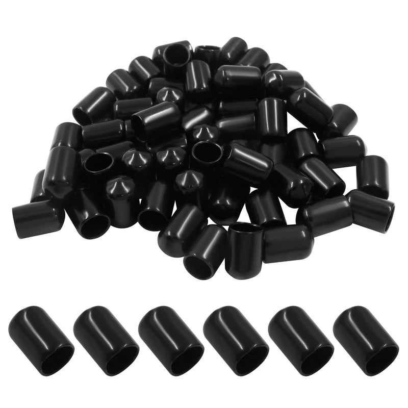 60PCS Vinyl Flexible Rubber End Caps, 8mm (5/16") ID Bolt Screw Thread Protectors (Black) 8mm (5/16") Black 60