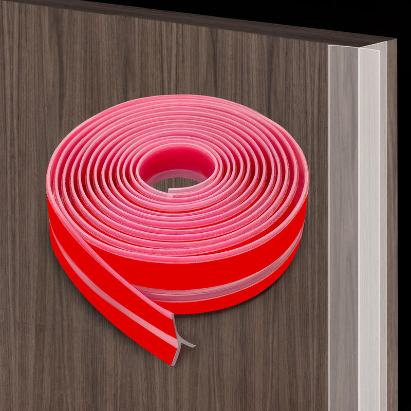 【2025 New Upgrade】 T-Shaped Silicone Weather Stripping Door Seal,1.37" x 10 FT Seal Strip for Door & Windows Gaps, Strong Adhesive Door Draft Stopper for Side of Door,Sliding Door, Transparent 1.37In Width, 10Ft Length