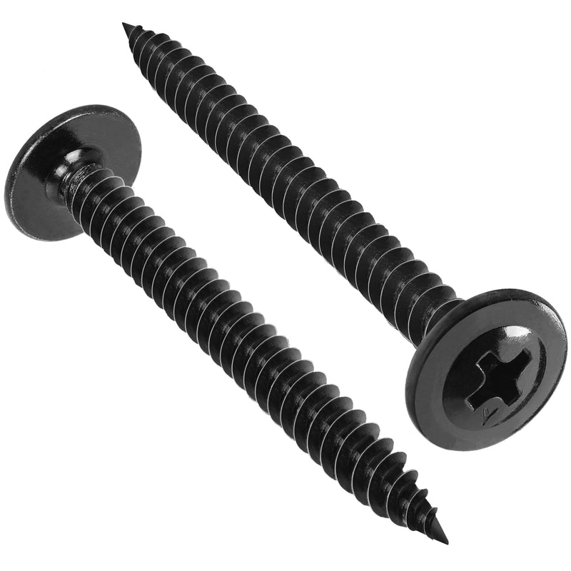 120Pcs #8 x 1-1/2 Inch Wood Screws Phillips Modified Truss Head Stainless Steel 410 Quick Metal Self Tapping Screws,Black Zinc Plated Black