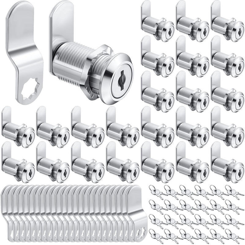 Kenning 24 Sets Cabinet Locks with Keys for Secure Drawer Mailbox RV Storage Box Replacement Lock, Zinc Alloy(1-1/8'' Cylinder Length, 0.9'' Max Panel Thickness) 1-1/8'' Cylinder Length, 0.9'' Max Panel Thickness