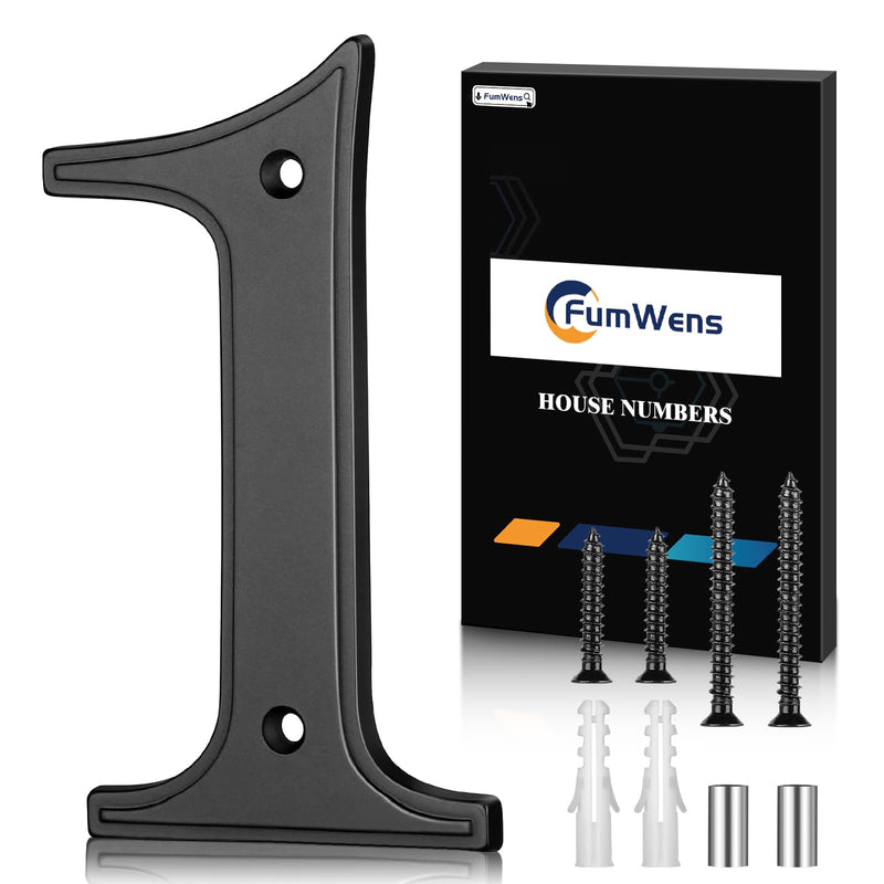 5 Inch Modern House Numbers for Outside, Large Metal Address Numbers for House, Anti-Rust Floating House Numbers with Nail Kits for Front Door Garden Mailbox, Black Zinc Alloy Style (Black 1) Black 1
