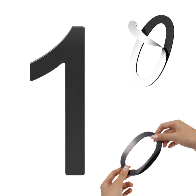 Self-adhesive 3 Inch House Numbers Acrylic House Number Modern House Numbers Black Mailbox Numbers for Outside Address Home Number for Apartments Office Hotel Room (1) 3in No.1