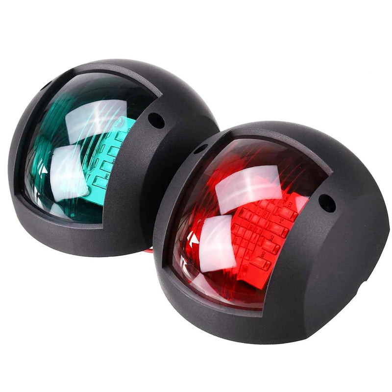 Pair of Boat navigation lights LED,MARINE LED Navigation Side Bow Lights Waterproof Running Lights For Marine Yacht Position Light Red & Green Parking Lamp (Black) Black -