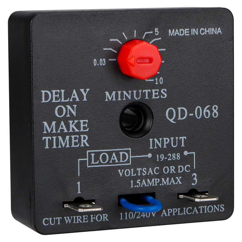 Delay On Make Timer, QD-068, 0.03 to 10 Min Adjustable Delay, 19-288 VAC OR DC (1) 1
