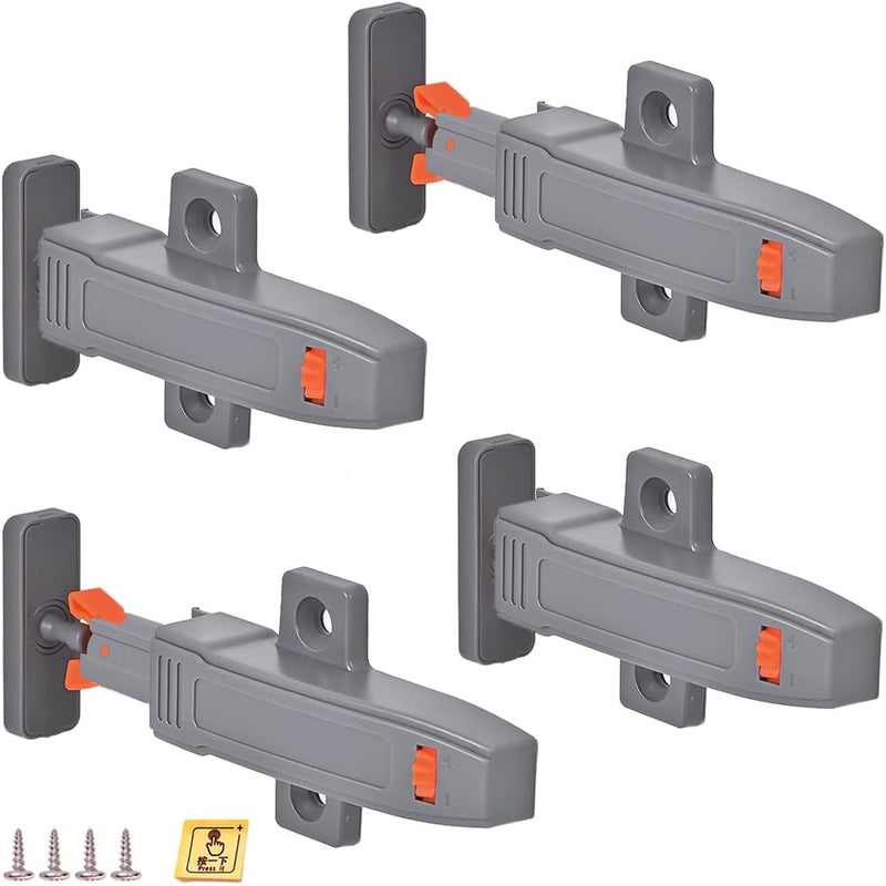 Self-Closing Push to Open Cabinet Hardware CBRIVE 4 Pack Push to Open Door Latch Heavy Duty Push Latches for Hidden Door Push Release Drawer Pull Touch Lock Tip On RV Closet Close Strong Pop Out Gray