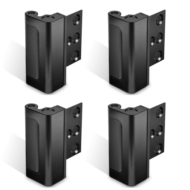 4Pack Home Security Door Reinforcement Lock Childproof, Add High Security to Home Prevent Unauthorized Entry, Aluminum Construction Finish Black Aluminum-4Pack