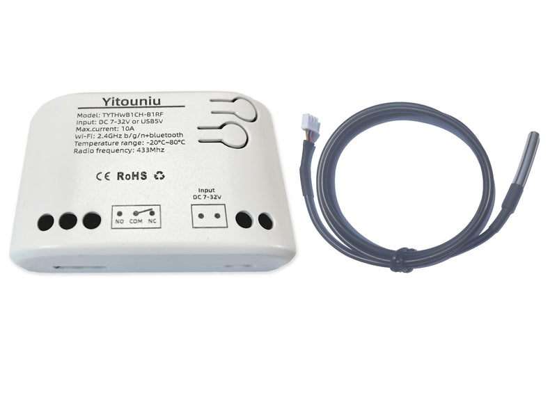 1CH AC85-250V WiFi Temp Dry Contact Controller Smart Smitch | Wireless Intelligent Monitoring, Device Sharing, for Greenhouse Hatching Fish Tank seedlings ,Smart Home,works with Alexa
