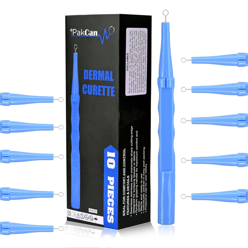 Sterile Disposable Dermal Curettes, Easy Peel Packing - Box of 10 (4 mm) 4 mm