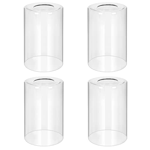 4 Pack Clear Glass Shade Replacements, Cylinder Glass Shades Lampshades Covers for light Fixtures Chandelier Vanity Wall Sconces Light Fixture 4PACK