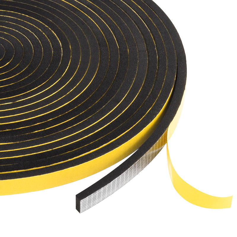 Weather Stripping Door Seal Strip,Black Weatherproof Foam Tape Insulation for Sliding Door, Front Door Frame, Windows (1/2 in x 1/4 in x 32.8Ft) 1/2Inx1/4Inx32.8Ft Black