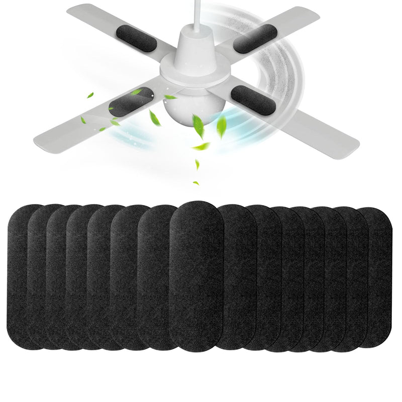 15 Pack Ceiling Fan Filters for Blades, Air Filters with Activated Charcoal, Universal Ceiling Fan Air Purifiers for Common Household Contaminants Black