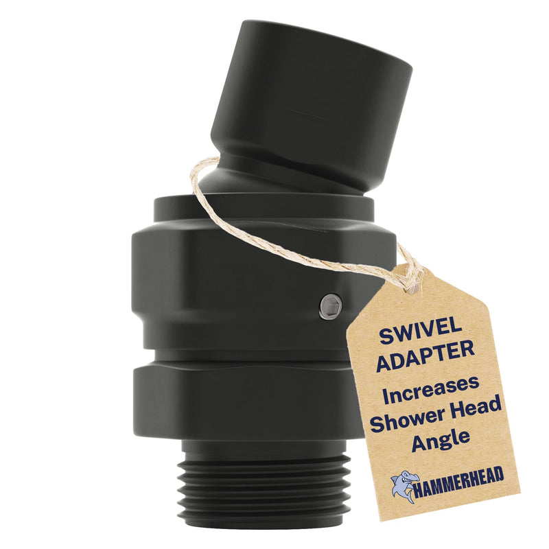HammerHead Showers® Solid Metal Shower Head Swivel Ball Adapter, Matte Black | Adjustable Pivot Ball To Adjust Showerhead Angle | Universal Connector Joint Fits Fixed, Hand Held & Rain Shower Heads