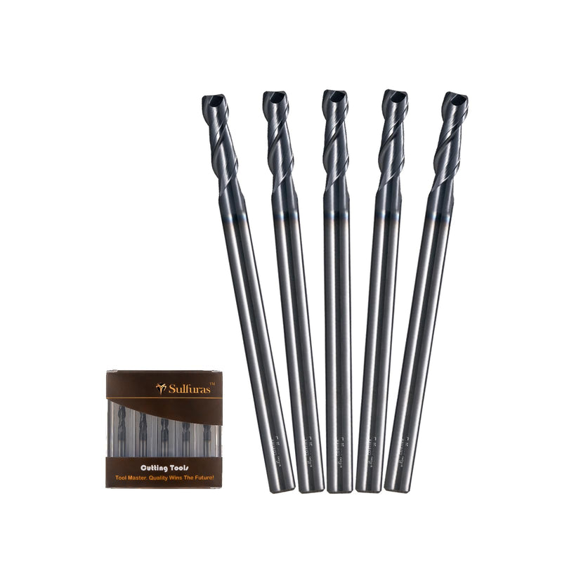 3/16" Carbide Square Nose End Mill Set (5 Pcs), 2 Flute CNC Mill Bits Tools for DIY & Professional, Solid Carbide Cutter (Tungsten Carbide + Cobalt) for Milling Steel and Metals (5Pcs, 3/16) 3/16 in 5